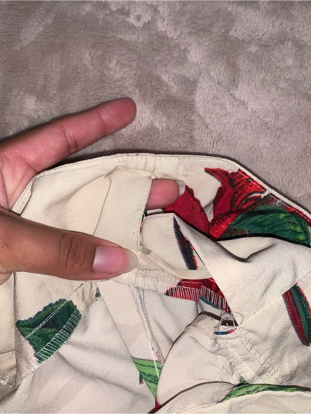 Floral Wrap Skirt in Beige with Red & Green - Picture 4 of 6